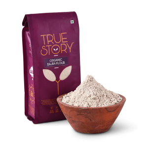 Organic bajra flour with flour bowl