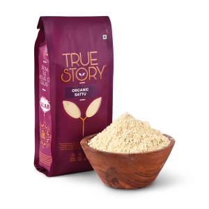 Organic sattu flour with sattu flour bowl