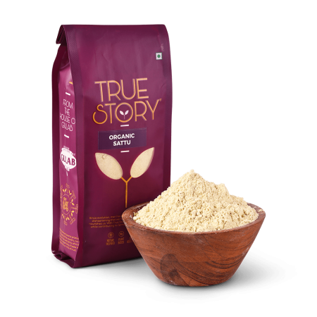 Organic sattu flour with sattu flour bowl