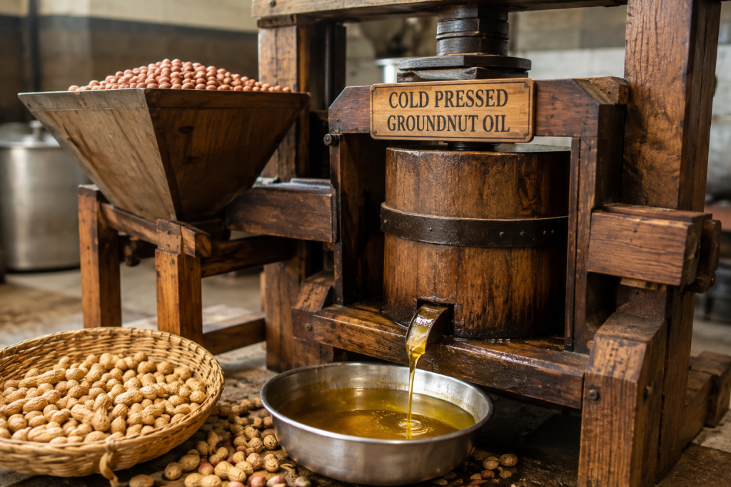 Cold-pressed groundnut oil extraction process